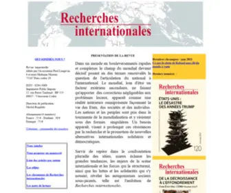 Recherches-Internationales.fr(REVUE RECHERCHES INTERNATIONALES) Screenshot