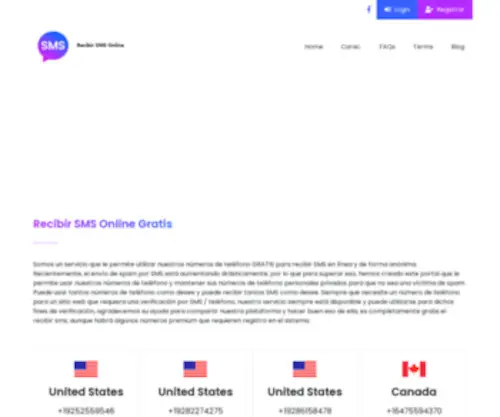 Recibirsms.org(RECIBIR SMS ONLINE) Screenshot