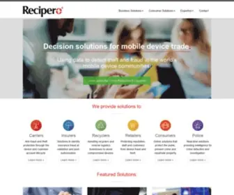 Recipero.com(Data solutions to detect and prevent theft and fraud in the world's mobile device communities) Screenshot