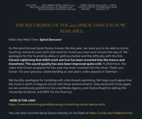 Reclaimingspiraldance.org(Reclaiming Spiral Dance) Screenshot