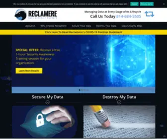 Reclamere.com(Data Destruction and Cybersecurity by Reclamere) Screenshot