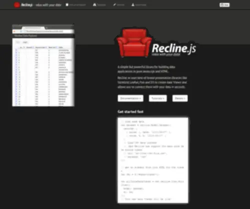 Reclinejs.com(Recline Data Explorer and Library) Screenshot