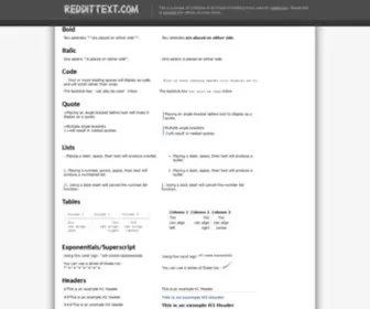 Reddittext.com(Simple Guide for Formatting Reddit Text) Screenshot