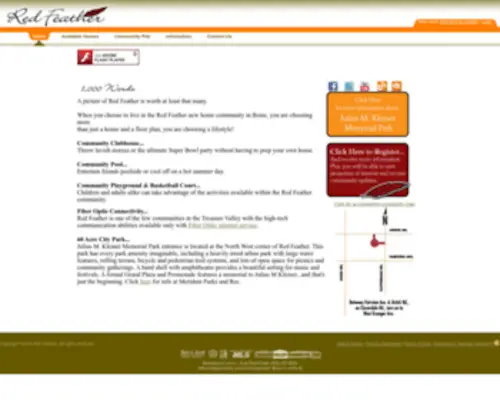 Redfeather-Meridian.com(Home page for Red Feather new home community in the Treasure Valley in the Boise Idaho area) Screenshot