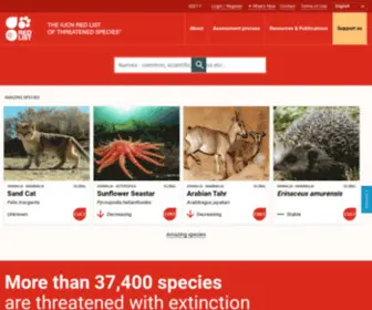 Redlist.org(IUCN Red List of Threatened Species) Screenshot