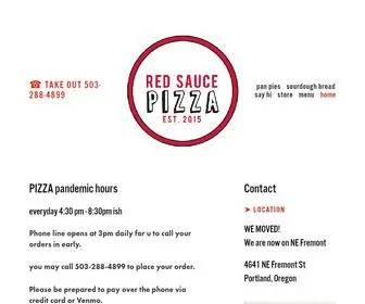 Redsaucepizza.com(Red Sauce Pizza) Screenshot