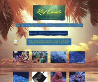 Reefcorals.com(Reef Corals grows Live Coral and Frags for your reef tank aquarium) Screenshot