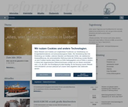Reformiert.de(Evangelisch-reformierte Kirche) Screenshot