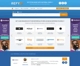 Refyoo.com(Hundreds of Referral Codes to activate Refer a friend offers) Screenshot