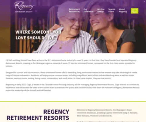 Regencyresorts.ca(Kelowna, Penticton & Vernon Retirement Residences) Screenshot