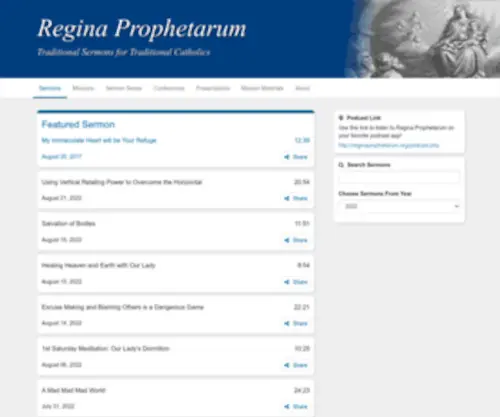 Reginaprophetarum.org(Regina Prophetarum) Screenshot