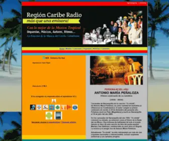 Regioncaribe.co(Región Caribe Radio difunde la música tropical de Colombia) Screenshot