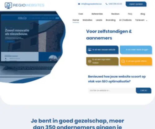 Regiowebsites.be(Webdesign door RegioWebsites betekent website laten maken die klanten uit uw regio aantrekt) Screenshot