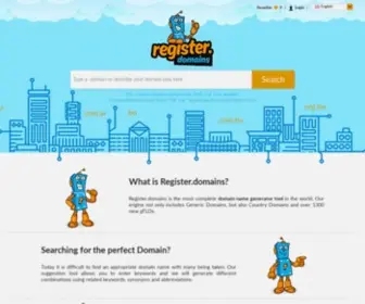 Register.domains(Domain Name Generator Tool including new gTLDs) Screenshot