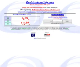 Registrationsonly.com(Domain Name Registrations & Nothing Else) Screenshot