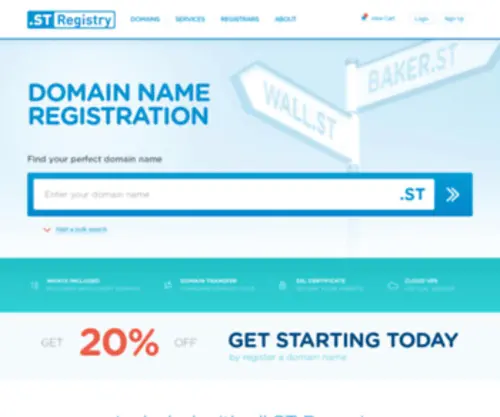 Registry.st(Official .ST Domain name registry) Screenshot