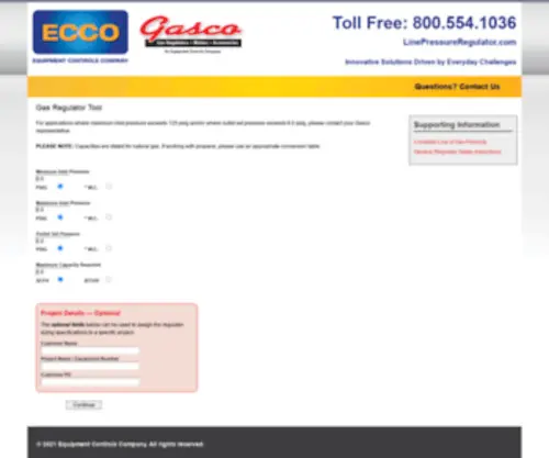 Regulatorsizingtool.com(Gas Regulator Tool) Screenshot