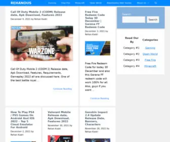 Rehanous.com(Rehanous is a gaming tech mixed blog) Screenshot