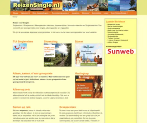 Reizensingle.nl(SingleReizen Alleengaanden Vakanties Singles) Screenshot
