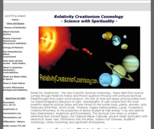 Relativitycreationismcosmology.com(Relativity Creationism Cosmology) Screenshot