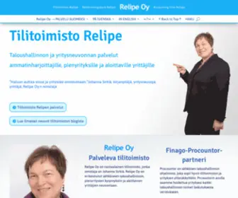 Relipe.fi(Tilitoimisto Relipen palvelut yrittäjille ja yrityksille) Screenshot