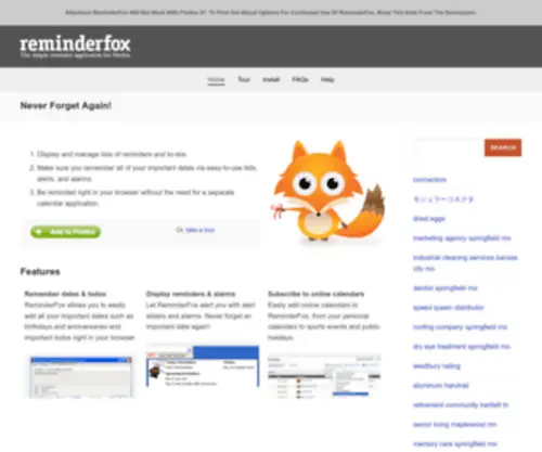 Reminderfox.org(The Simple Reminder Application for Firefox) Screenshot