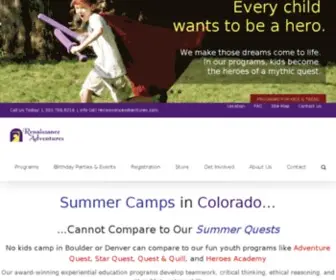 Renaissanceadventures.com(Summer Quests & Birthday Parties in Colorado) Screenshot