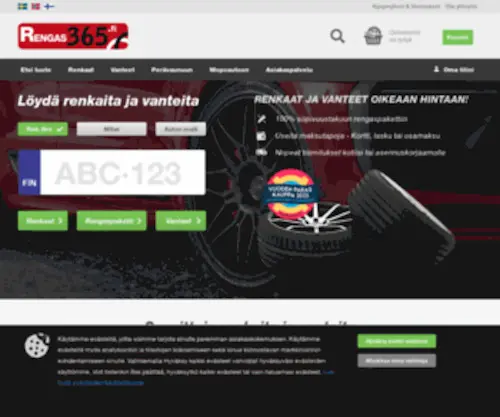 Rengas365.fi(Osta halvat renkaat ja vanteet verkosta) Screenshot