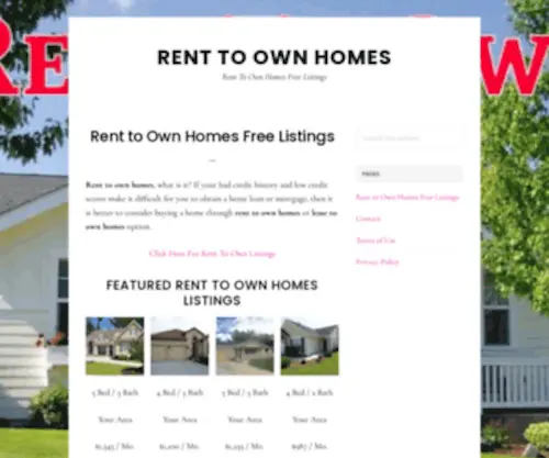 Rent-TO-Ownhomeslistings.com(Rent To Own Homes Free Listings) Screenshot