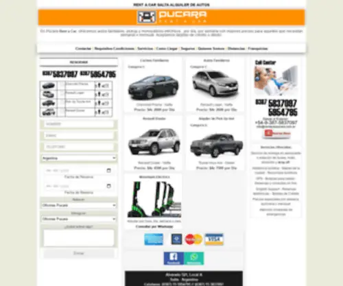 Rentacarpucara.com.ar(PUCARA RENT A CAR SALTA ALQUILER AUTOS y PICKUP) Screenshot