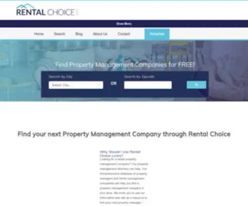 Rentalchoice.com(Property Management Company Directory ) Screenshot