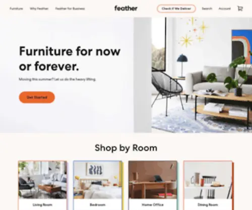 Rentfeather.com(Furniture rental for an easier and more sustainable home) Screenshot