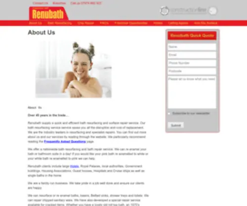 Renubath.co.uk(Bath Resurfacing Your Bath Resurfaced To New) Screenshot