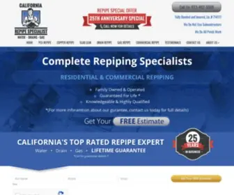 Repipespecialistcalifornia.com(California Repipe Specialist) Screenshot