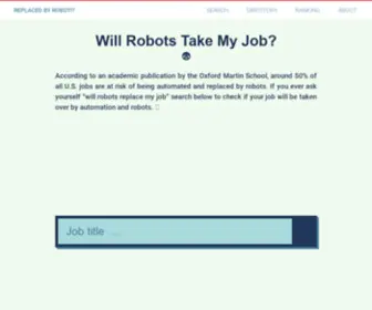 Replacedbyrobot.info(Around 50% of all jobs are at risk of being automated and replaced by robots) Screenshot