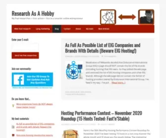 Researchasahobby.com(Research as a Hobby) Screenshot