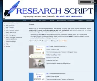 Researchscript.com(Research Script International Journals) Screenshot