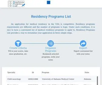 Residencyprogramslist.com(Residency Programs List) Screenshot