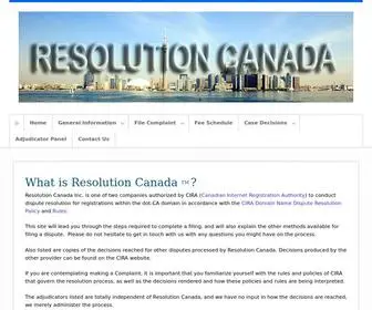 Resolutioncanada.ca(ResolutionCanada(tm) Inc) Screenshot