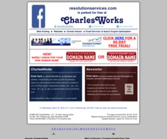 Resolutionservices.com(CharlesWorks web hosting web sites domain names like Search Engine Optimization SEO Peterborough NH) Screenshot