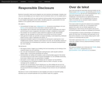 Responsibledisclosure.nl(Responsible Disclosure voorbeeld tekst) Screenshot