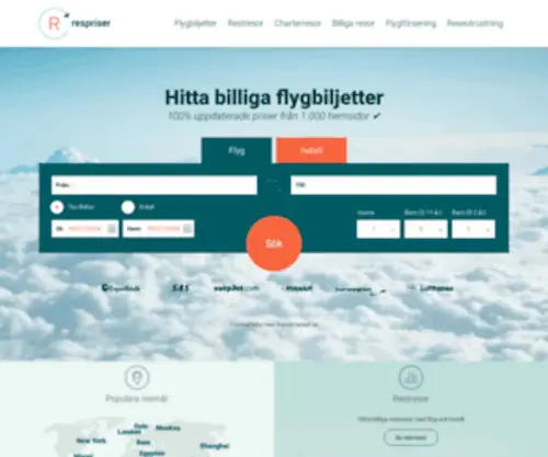 Respriser.se(Hitta billiga flygbiljetter hos) Screenshot