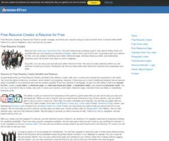 Resume4Free.com(Free Resume Creator a Resume for Free) Screenshot