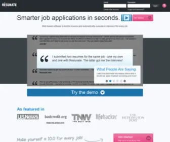 Resunate.com(The Only Smart Online Resume Builder) Screenshot