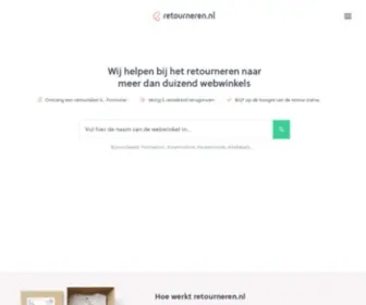 Retourneren.nl(Wij helpen bij het retourneren naar meer dan duizend webwinkels) Screenshot