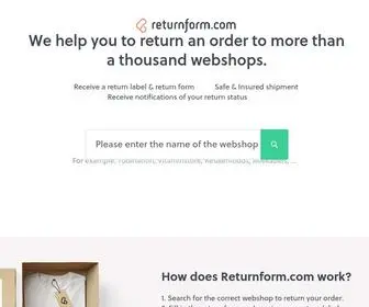 Returnform.com(Smooth returns to more than 1000 webshops) Screenshot
