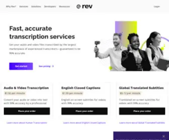 Rev.com(AI Speech to Text Transcription Service) Screenshot