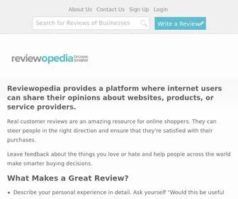 Reviewopedia.com(Read customer reviews and expert insights to easily understand if the product or service) Screenshot