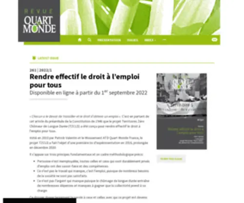 Revue-Quartmonde.org(La revue trimestrielle du Mouvement ATD Quart Monde) Screenshot