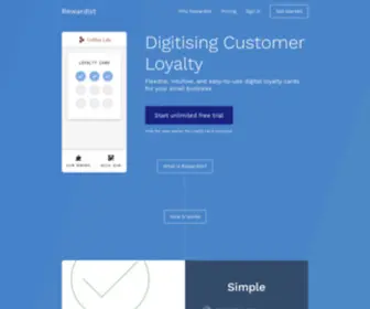 Rewardist.io(Online loyalty stampcards for small businesses) Screenshot